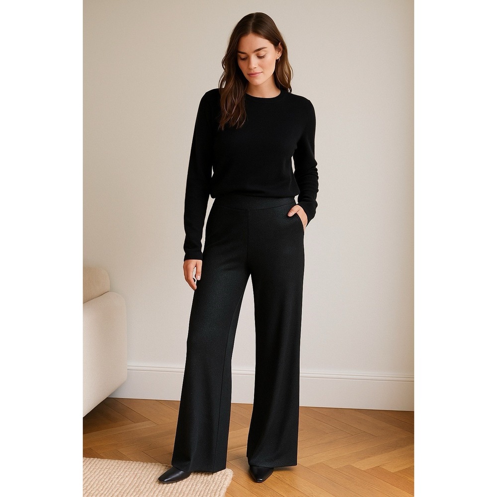 Spanx Wide Leg Pants Women M AirEssentials Shimmer Quiet Luxury Minimalist